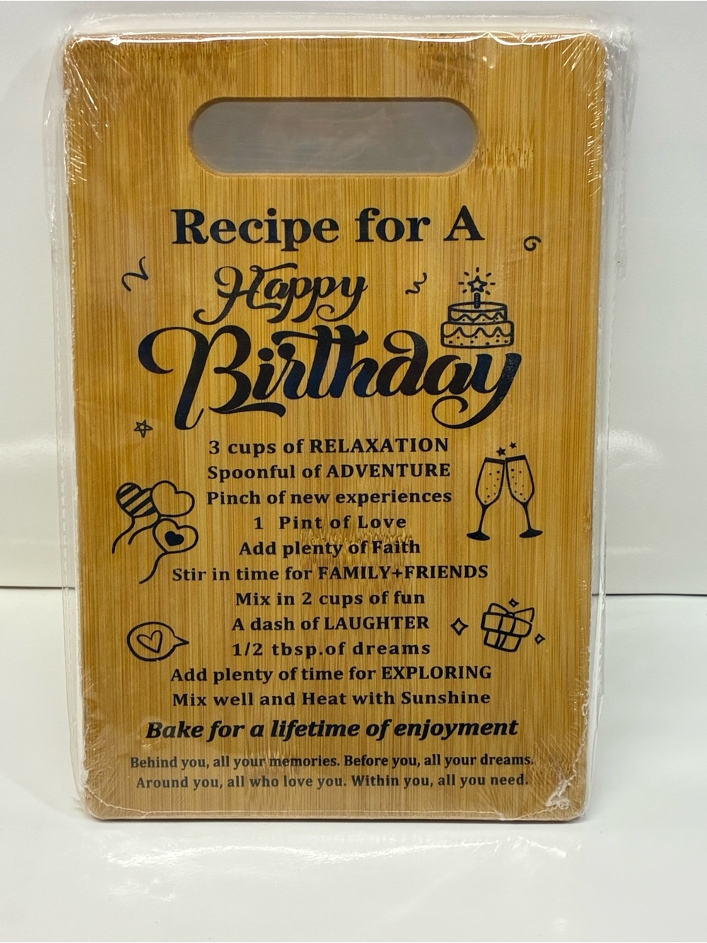 Happy Birthday wooden Recipe Cutting/Serving Board - Natural